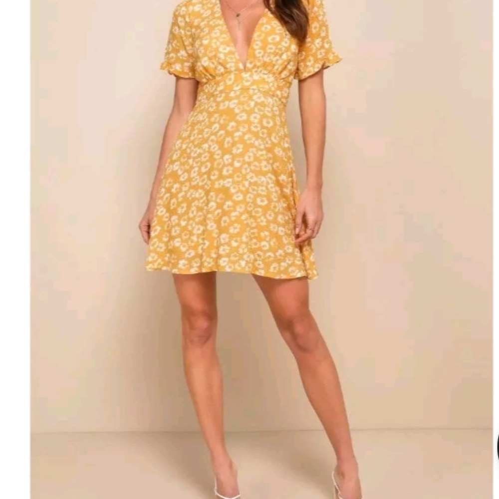 Lulu's Yellow Floral Mini Dress - Picture 5 of 9
